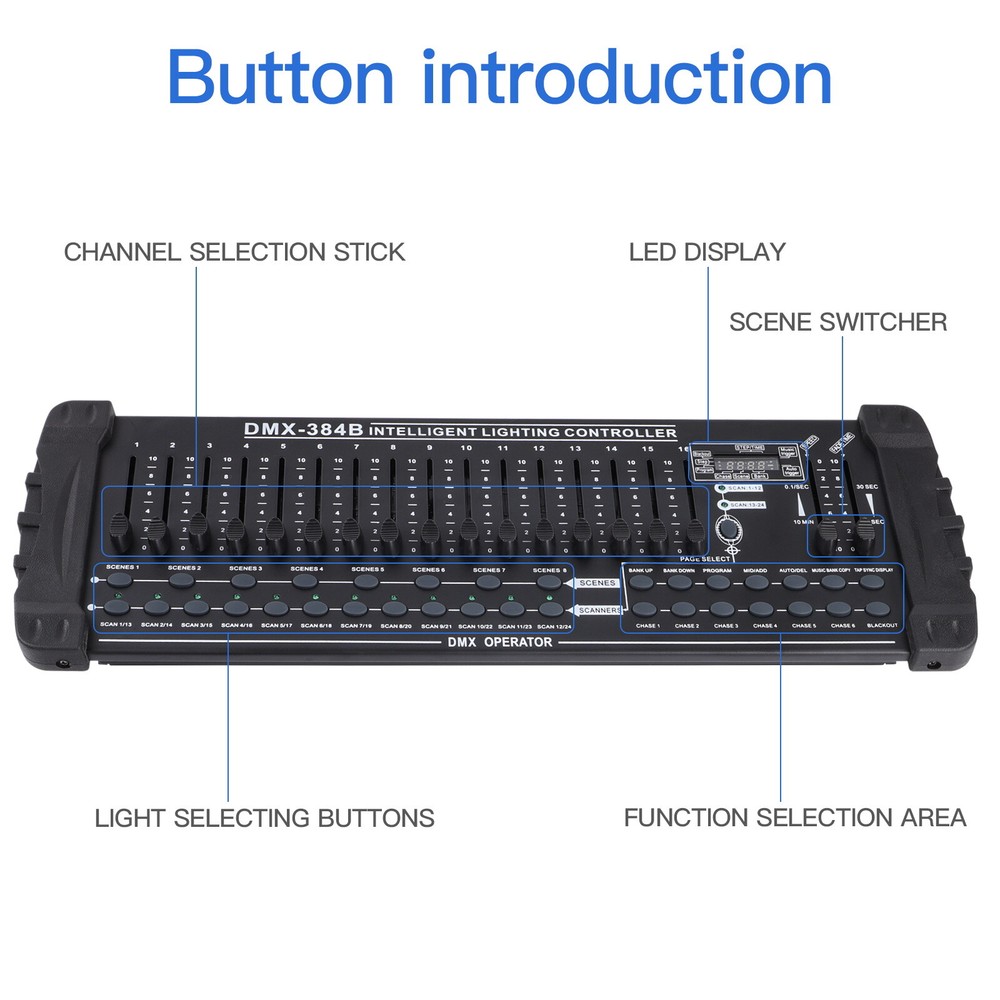DMX 512 Large Operator Console Control 384 Channels For Stage Lighting DJ Party