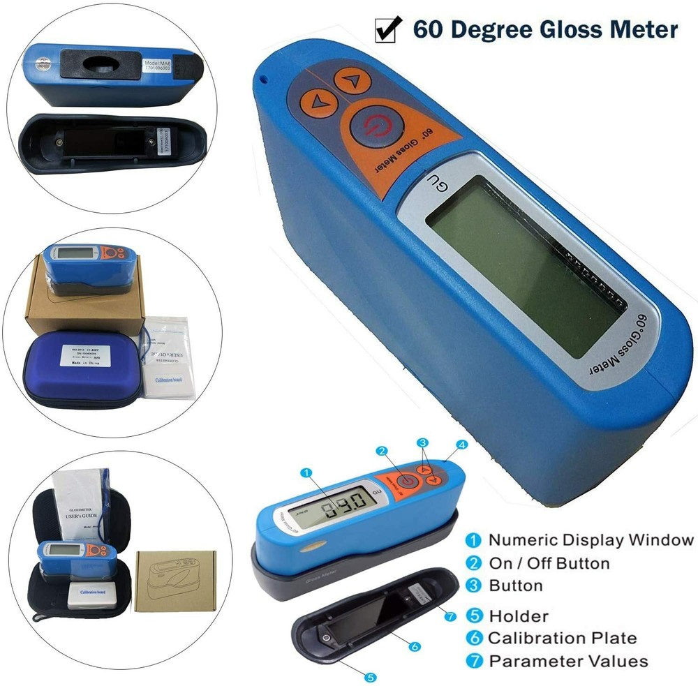 Gloss Meter 60 Degree Glossmeter Testing Non-metallic Material 0-199.5GU