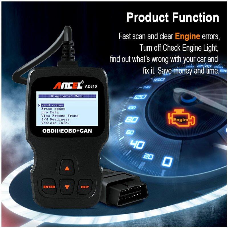 Automotive OBD2 Scanner Code Reader Check Engine Fault Diagnose Tool Ancel AD310