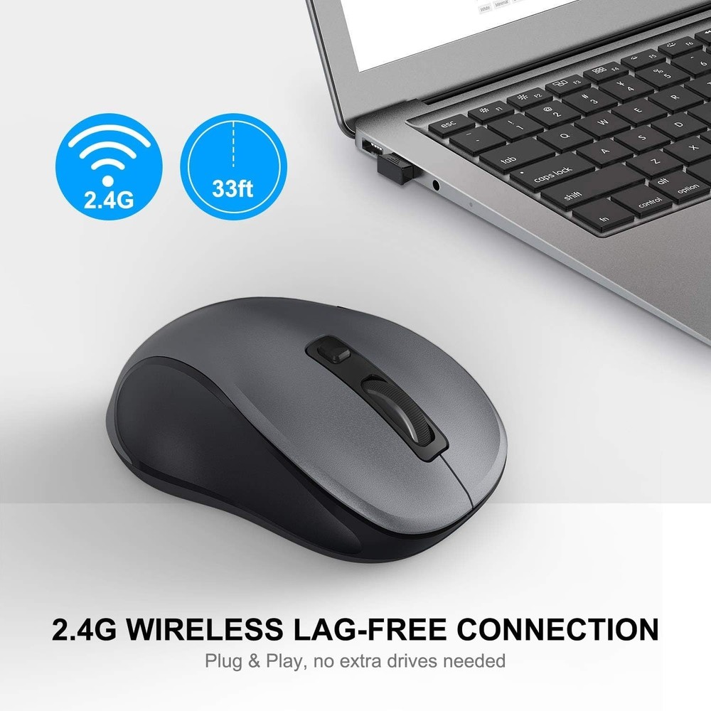 Portable Wireless Mouse 2.4GHz Silent with USB Receiver Optical USB Mouse