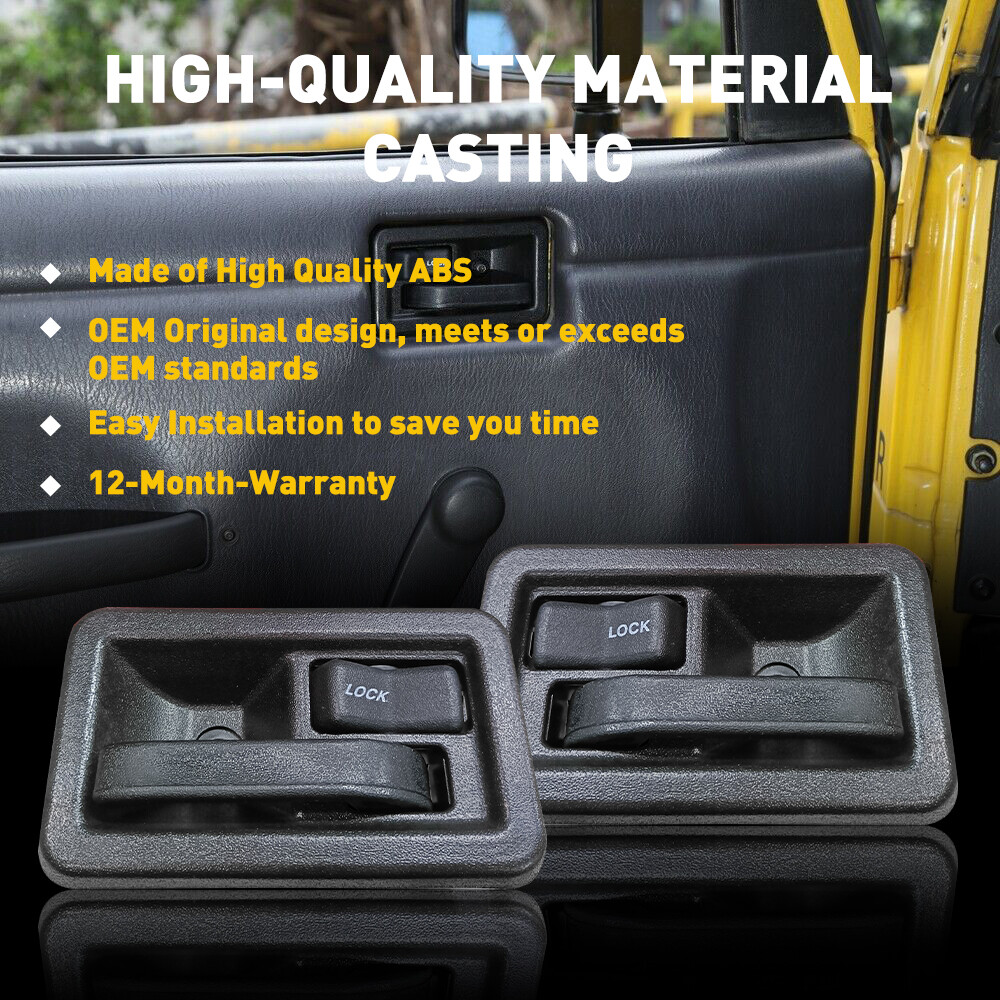 4X Inside Door Handle Front Left+Front Right For Jeep Wrangler 1987-2004 Black E