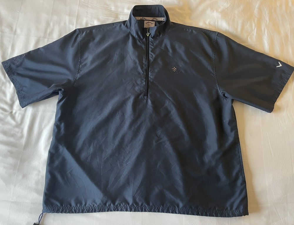 Callaway Golf Men XL Navy Pullover Jacket Half Zip Outerwear Brushed Microfiber