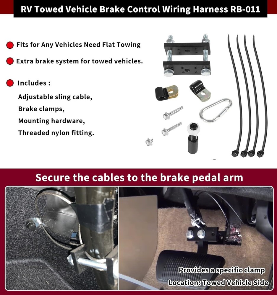 Ready Brake Cable Kit for RV Towed Vehicle Control Wiring Harness System