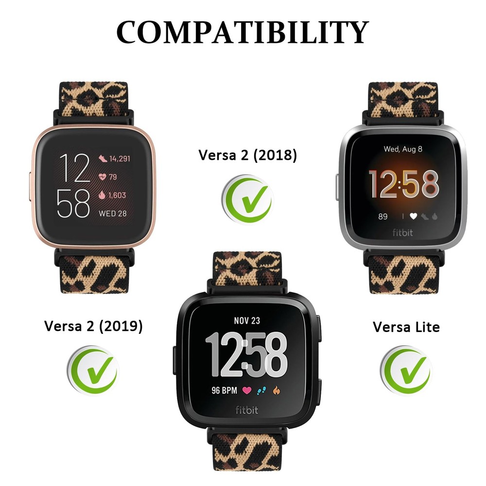 Elastic Band With Fitbit Versa 2 / Versa / Lite / SE , Adjustable Soft Stretc...