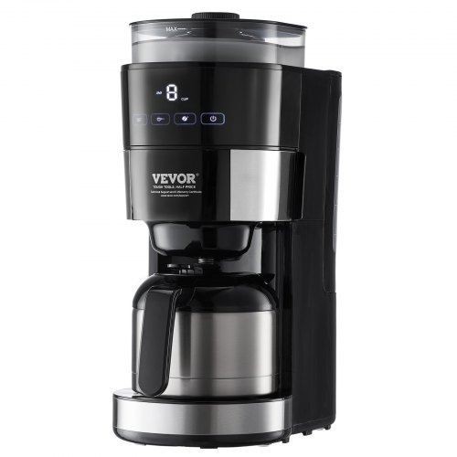 Coffee Maker with Grinder 8 Cup Programmable Coffee Machine Grind and Brew