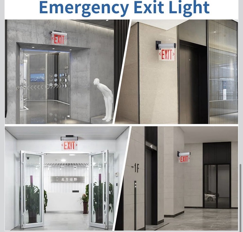 2-Red Exit Signs for Business, LED Edge Lit Exit Sign, UL 924, Hardwired