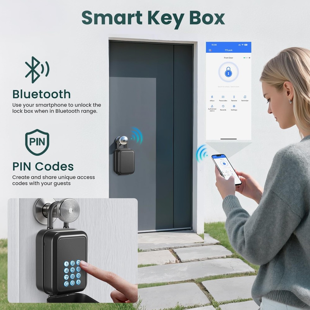 Smart Key Lock Box Electronic Bluetooth Lock Box with APP Control & PIN Code ...