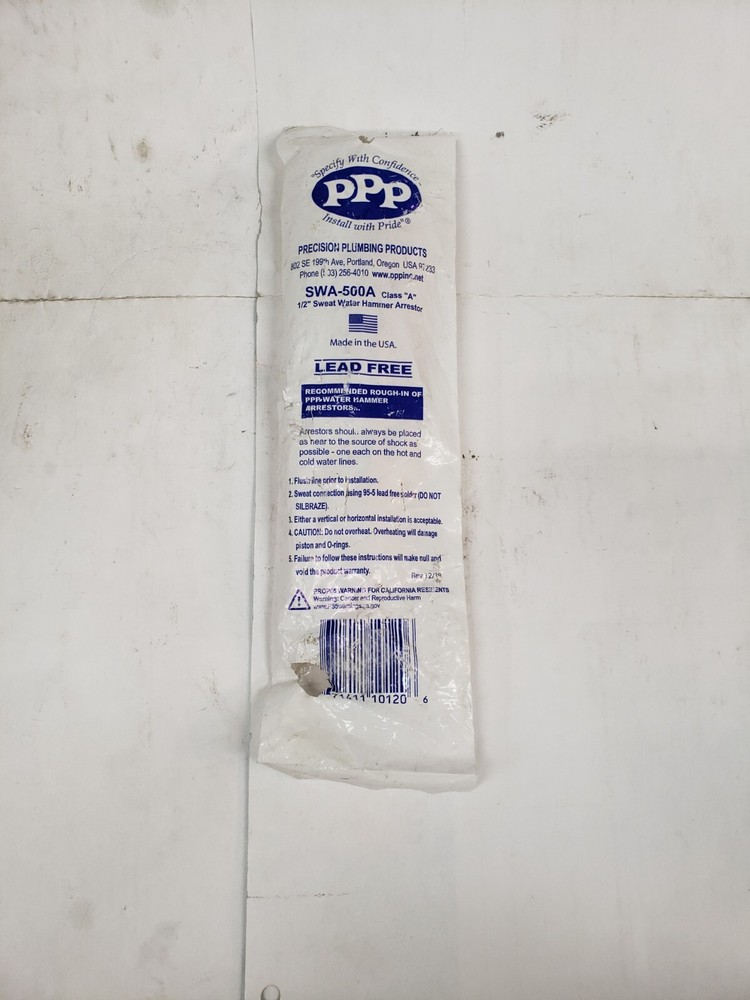 Precision Plumbing Products SWA-500A Copper Sweat Water Hammer Arrestor 1/2"