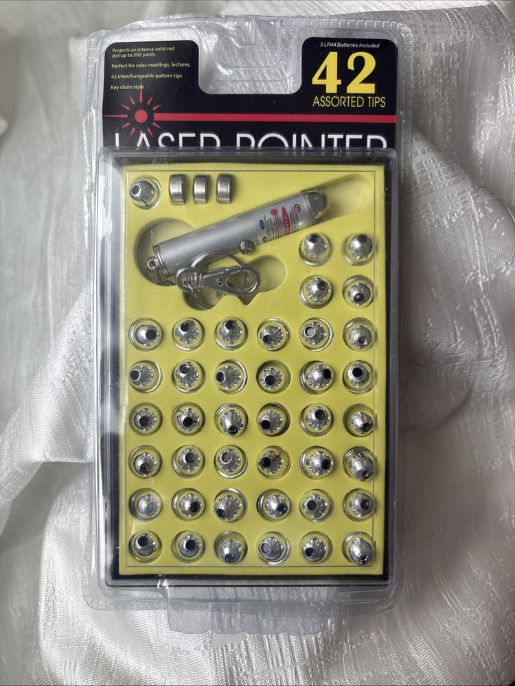 Laser Pointer Keychain with 42 Interchangeable Asst. Pattern Tips