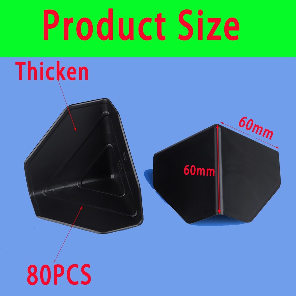 80 Pack Shipping Box Corner Protectors Plastic Packaging Edge Black