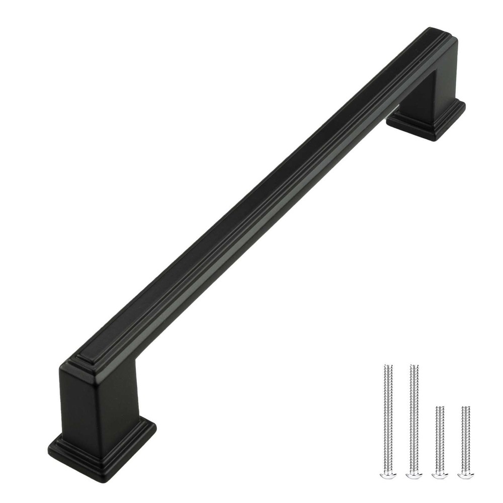 Square Matte Black Solid Cabinet Handles Pulls Kitchen Bathroom Modern Style