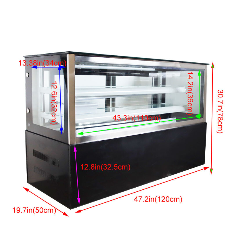 47.2" 3-Layer Refrigerated Cake Bakery Showcase Display Cabinet Moisture 220V