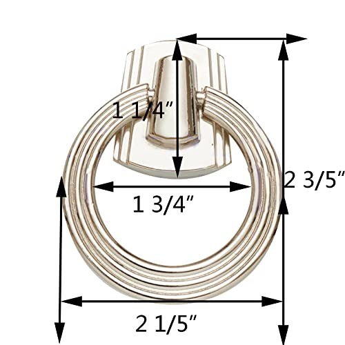 5 Packs Ring pulls,2.2" Footed Nickle Drawer pulls,Heavy Duty Ring Nickel