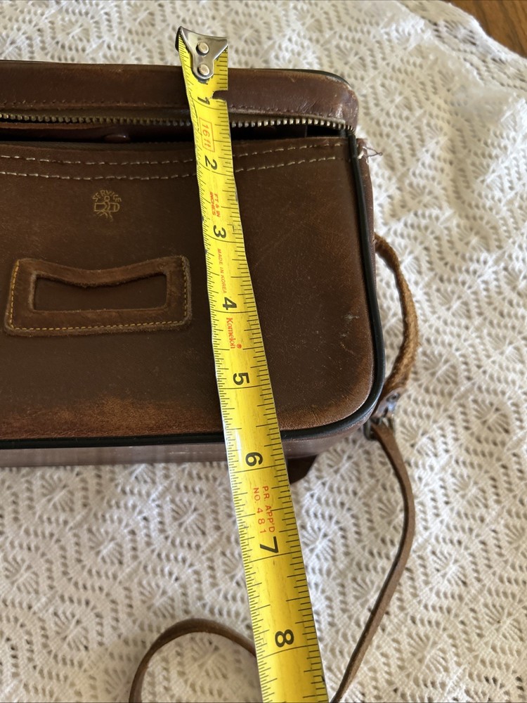 Vintage Service Brown Stitched Leather Camera Case & Strap