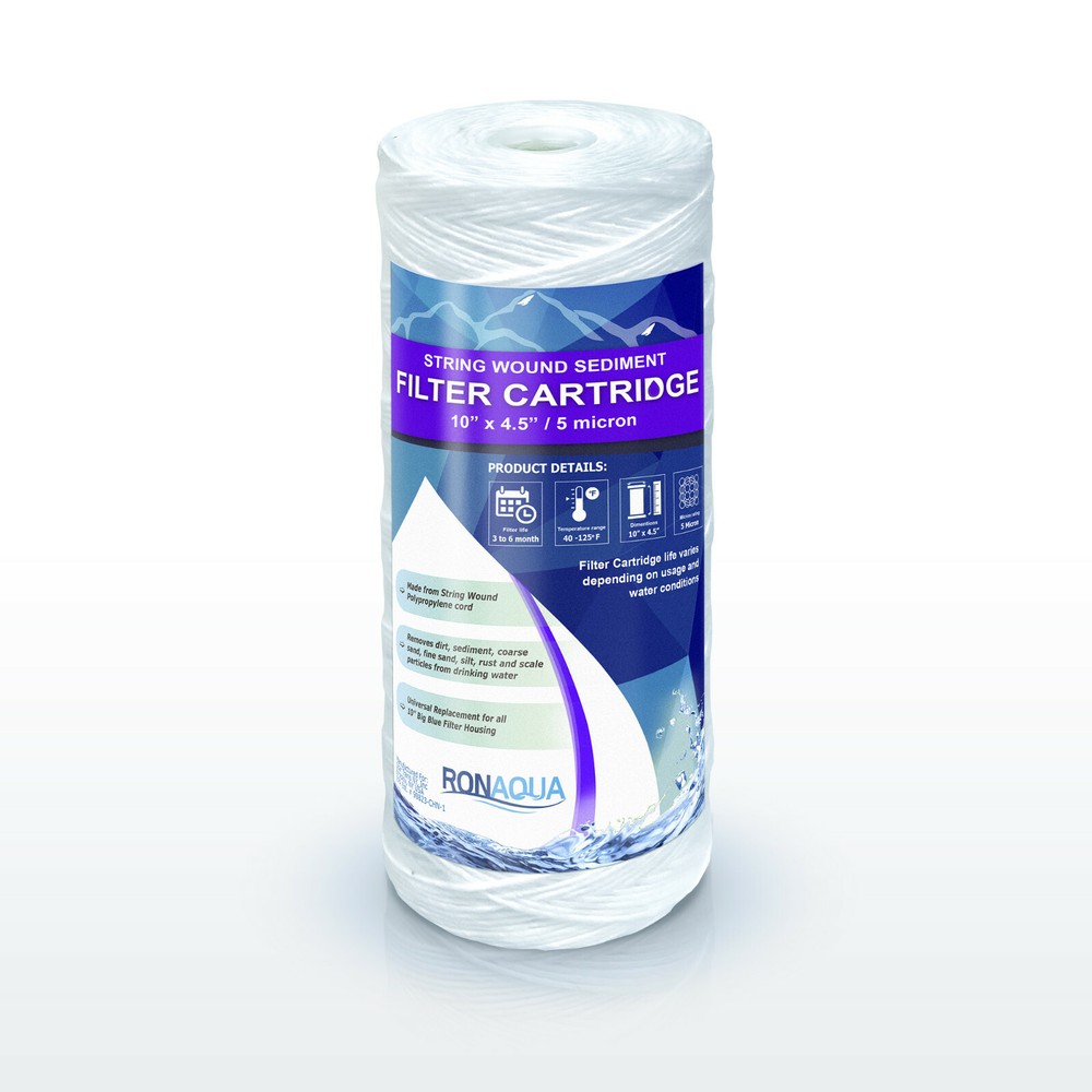 High Capacity Wound String Sediment Water Filters 5 Micron Cartridges 4.5 x 10