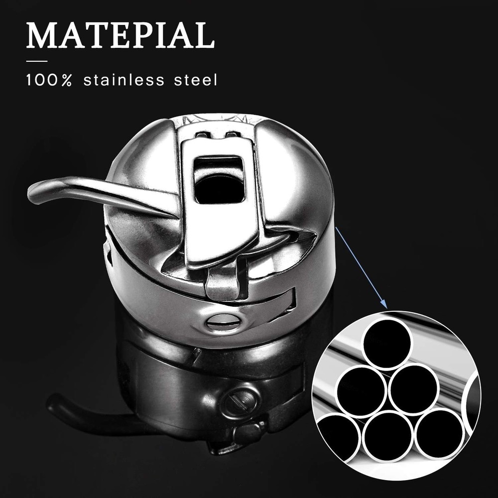 Stainless Steel Bobbin Case for Front-Loading Sewing Machines 4-Pack, Compati...