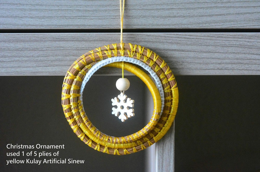 Kulay Artificial Deer Sinew Yellow Waxed Flat Polyester Thread for Beading, L...