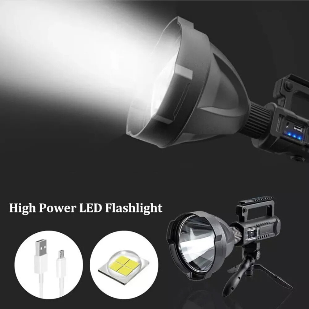 Super Bright LED Searchlight Portable Rechargeable Spotlight Handheld Flashlight