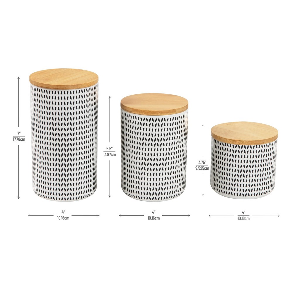 3-Piece Canister Set, Sugar Container, Coffee Storage, Lids, Kitchen, Ceramic...