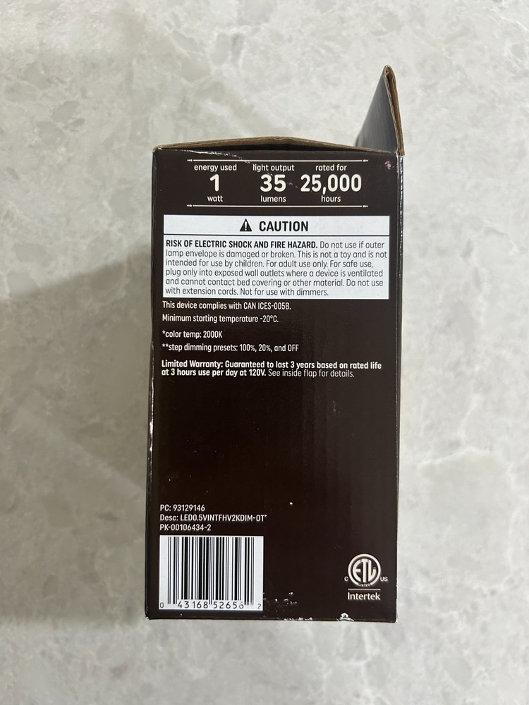 New - LED - GE - Night Light - Vintage Style - Auto Light Sensor - Step Dimming