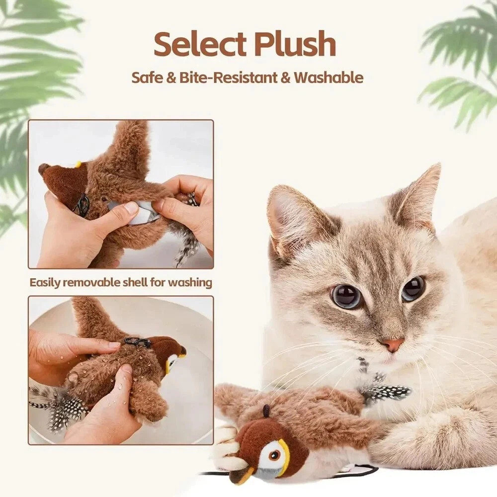 USB Interactive Flying Bird Cat Toys Electronic Pet Simulation Sparrow Toy US