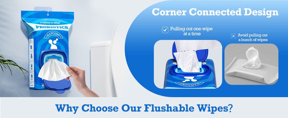 Hanging Flushable Wipes Unscented Extra Lar Corner-Cected