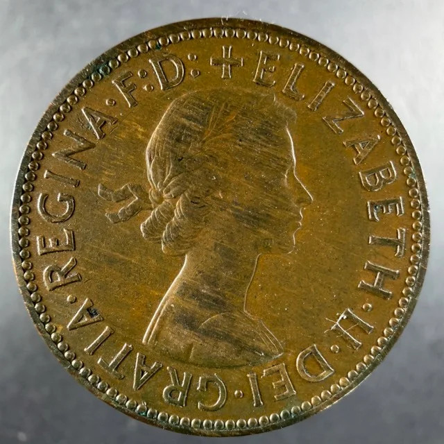 1959 Great Britain Half Penny Ship Reverse Sharp Features