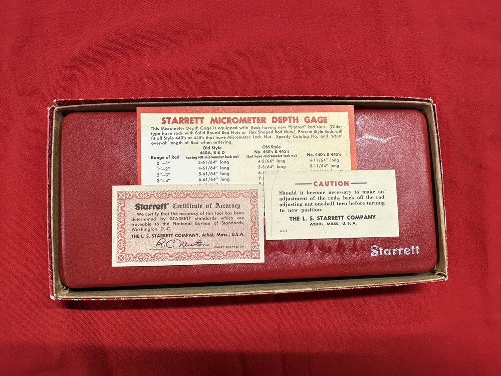 Starrett Depth Micrometer, No.445B-6RL 0”-6” Range *Unused?*