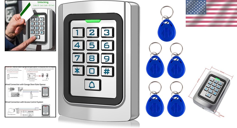 Wired Access Control Keypad Waterproof Keyless Entry System for Garage Door