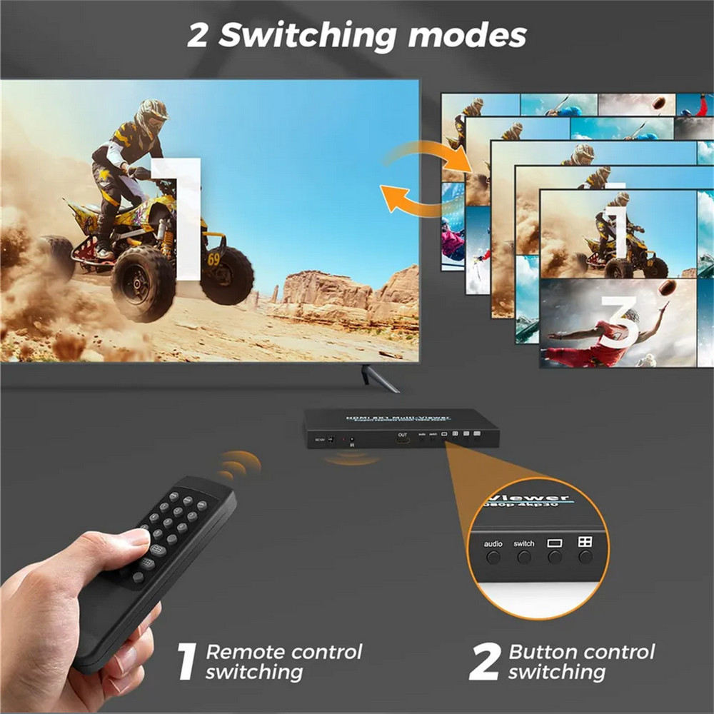 HDMI-Compatible Multiviewer Splitter 4K 8 In 1 Out Screen Multi Viewer Durable