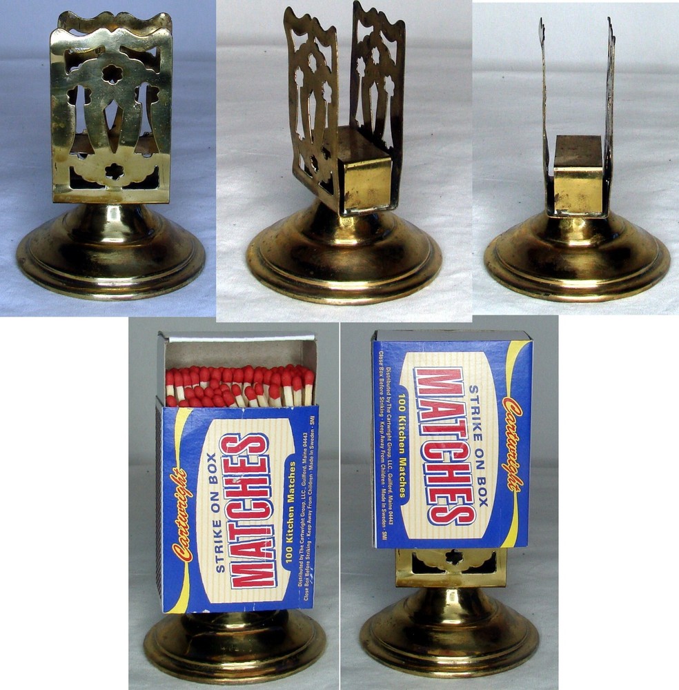 Antique brass Tabletop Matchbox Holder.