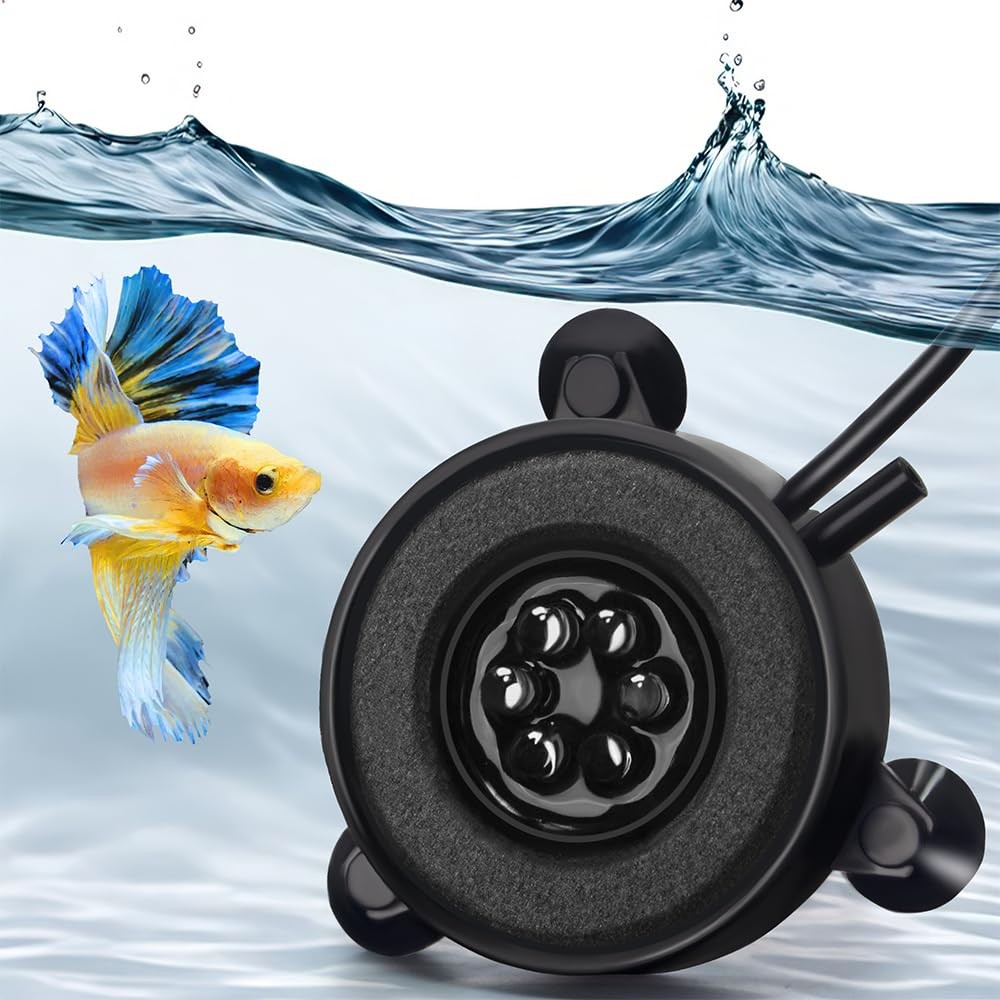 DaToo Aquarium LED Air Bubble Stone Disk 2 Inch with 6 Dazzle Color LEDs Fish...