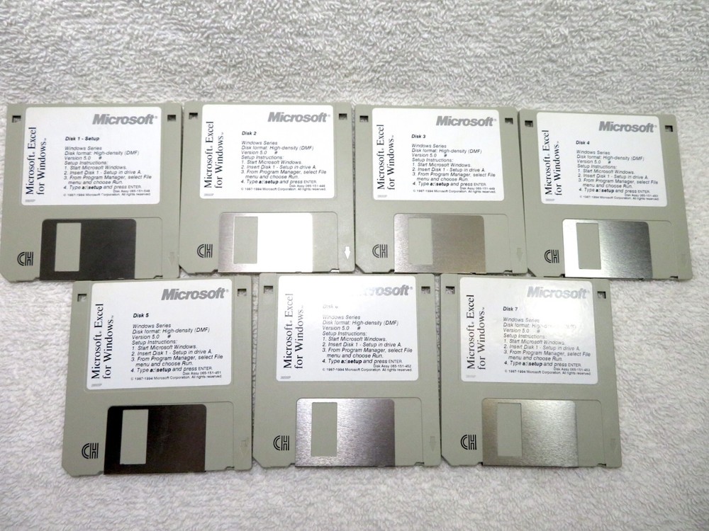 Vintage Microsoft Excel for Windows 5.0 - 3.5" Floppy Disk (7)