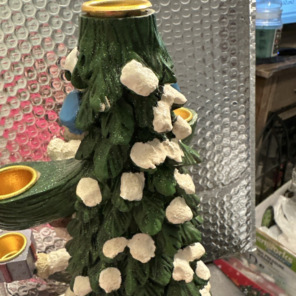Christmas Tree Candle Holder With 4 Snowmen,