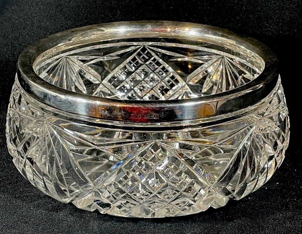 An 19thC Silver Mounted Cut Glass Centrepiece Bowl Hallmarked