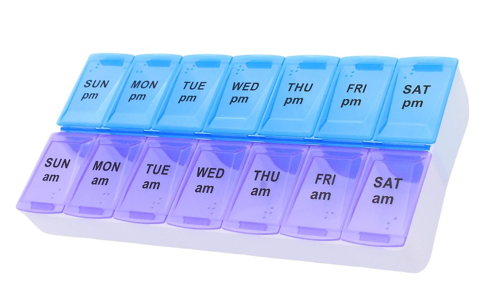 Large Pill Organizer Weekly Pill Box AM/PM 7 Day Pill Storage Container