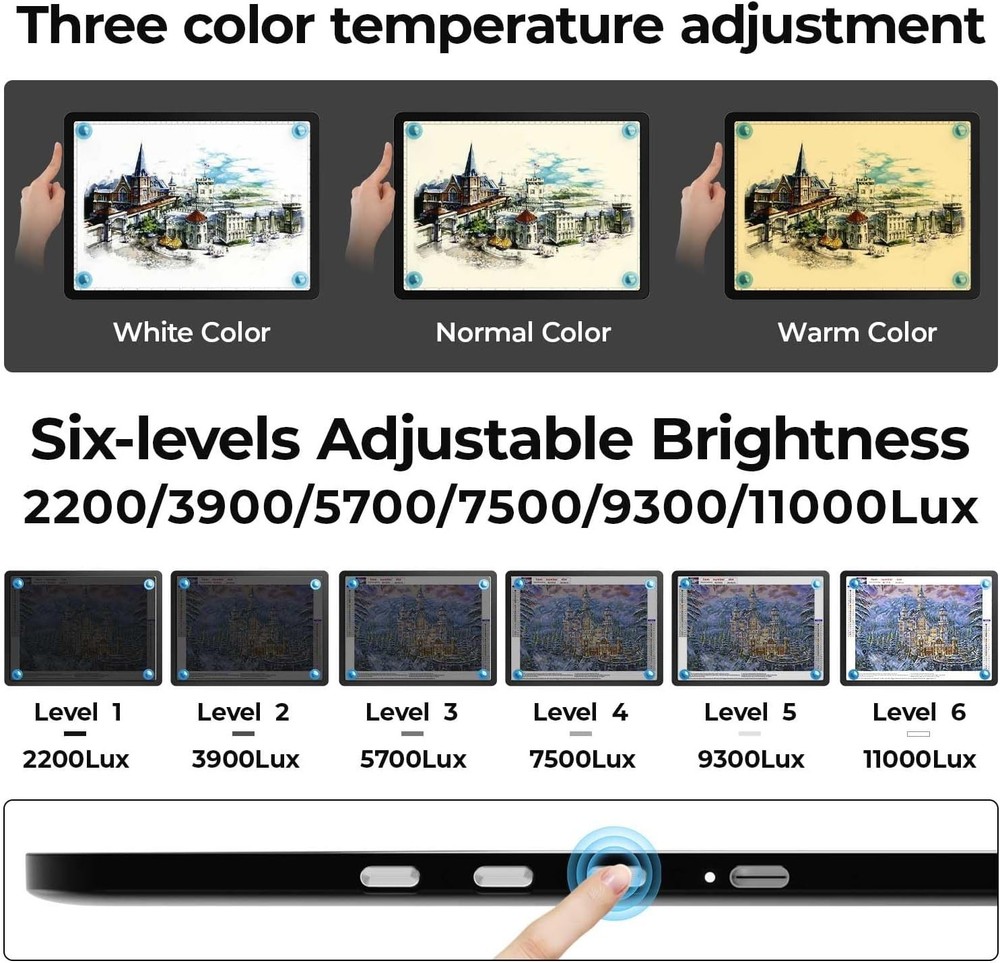 A4 LED Copy Board Light Tracing Box,Super Bright Magnetic Light pad with Side...