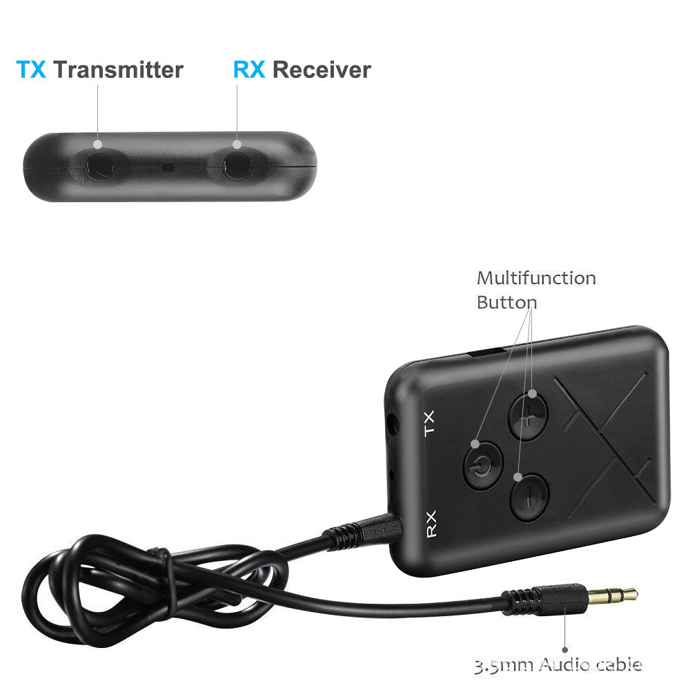 Bluetooth Receiver Transmitter 2-in-1 Wireless Audio 3.5mm Jack RCA Adapter☑@