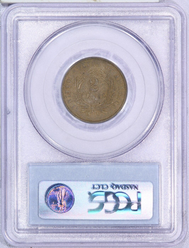 1864 Two Cent 2c PCGS AU50 - Small Motto