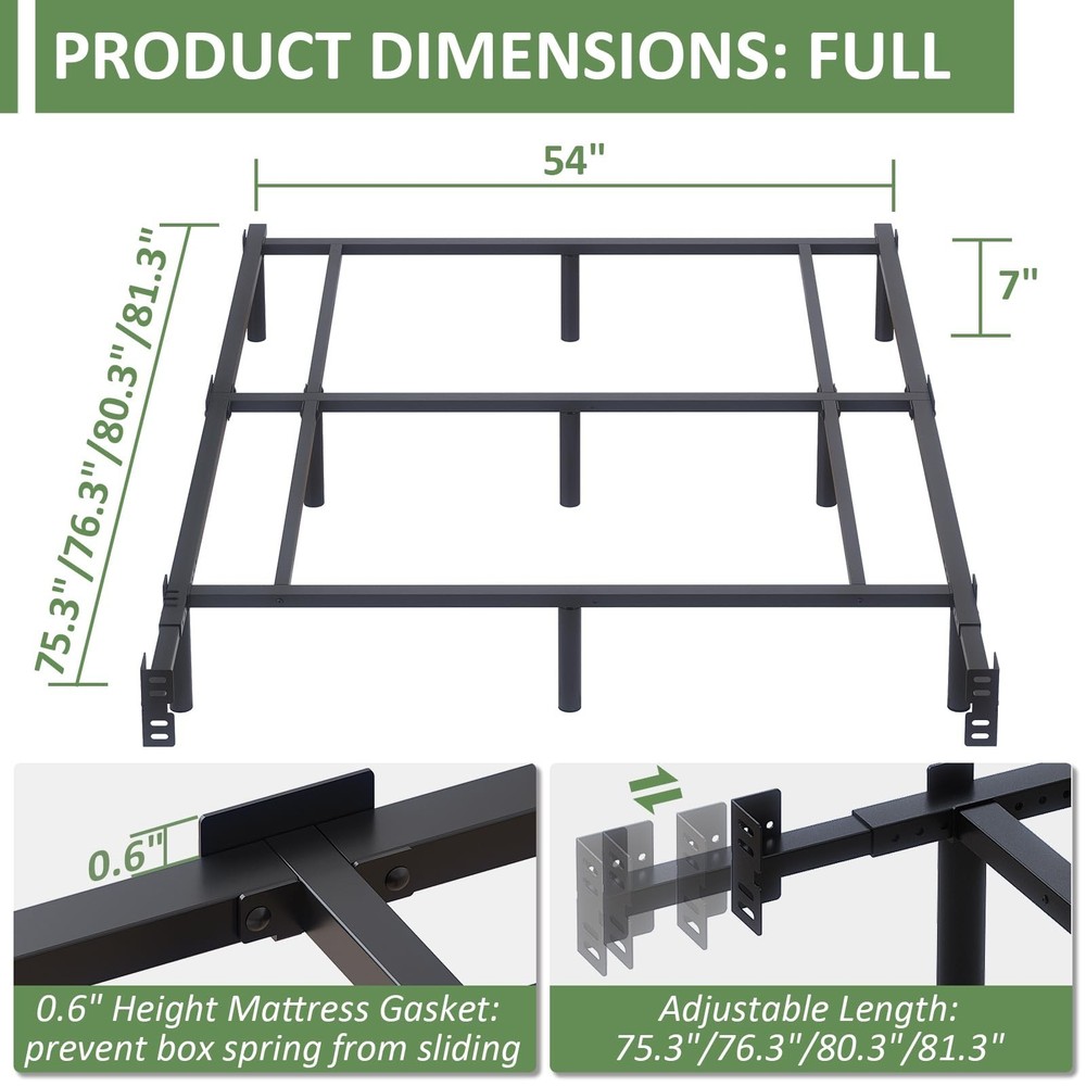 Full Metal Bed Frame, 7 Inch Low Heavy Duty Platform Bed Frames Full Size for...