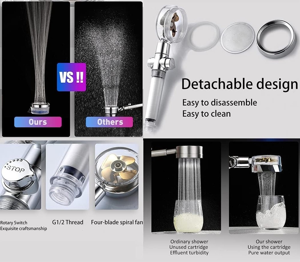 Luxury Features Handheld Shower Head with Powerful Filtration & Pause Switch