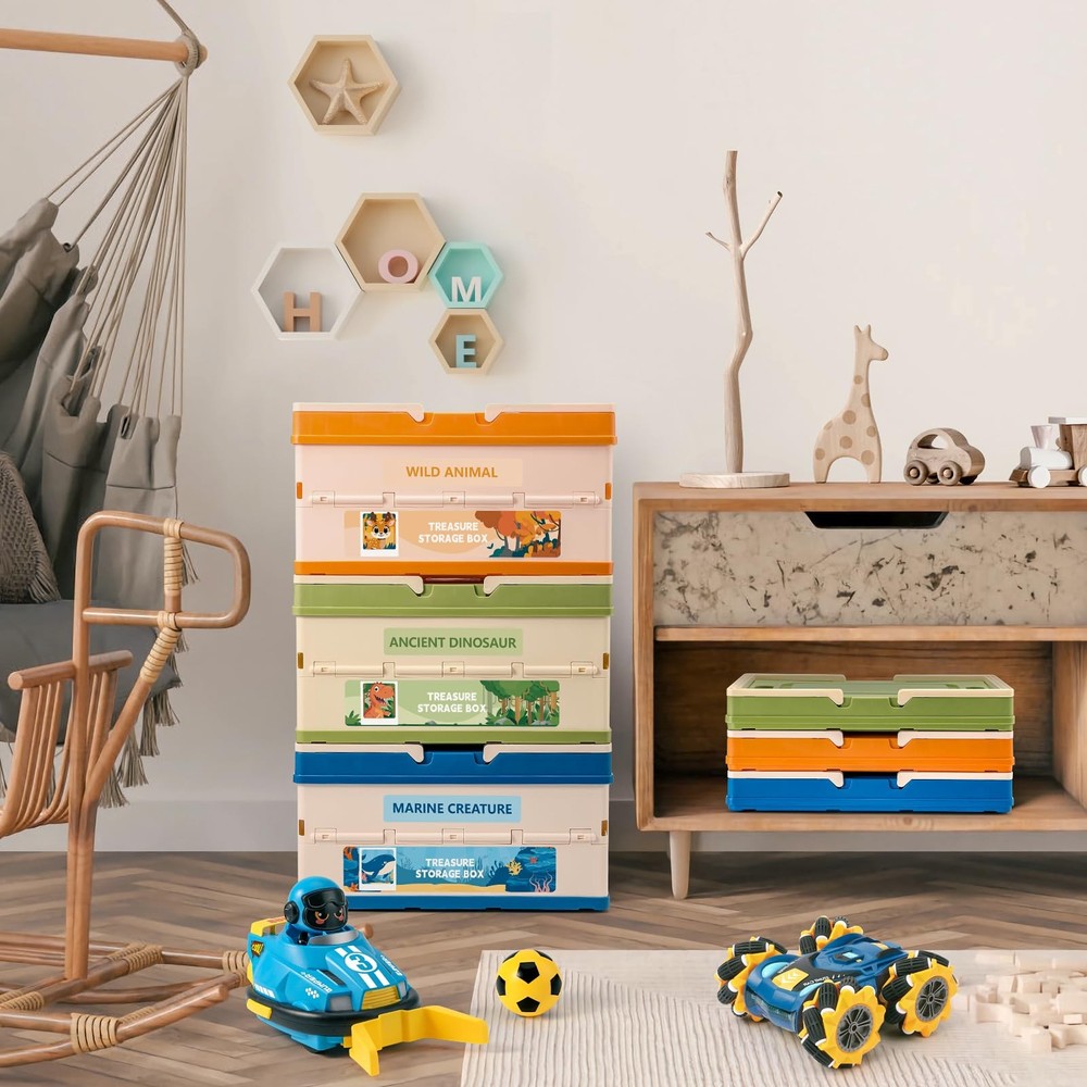 3 Pack Storage ,Organizers and Storage with Lid, with Handle,Stackable Storag...