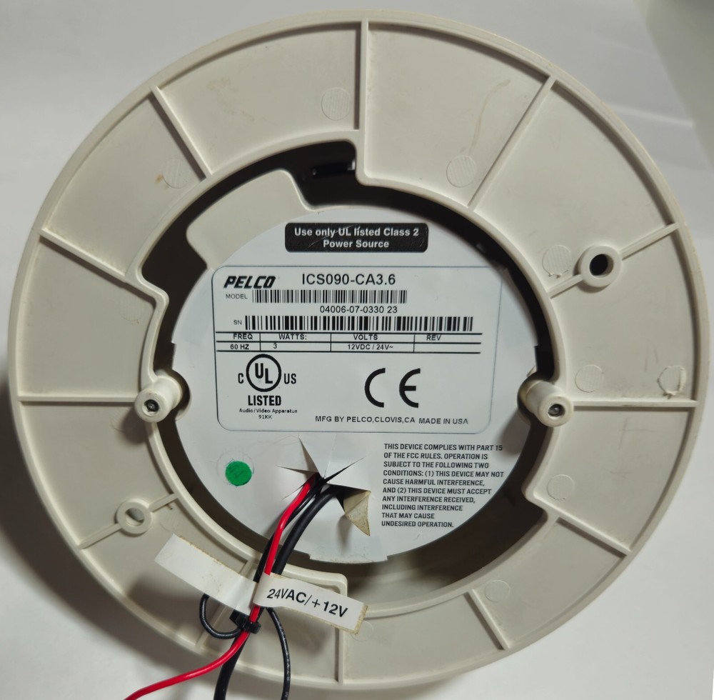 Pelco Wall/Ceiling/Corner Mount Security Dome Camera ICS090-CA3.6