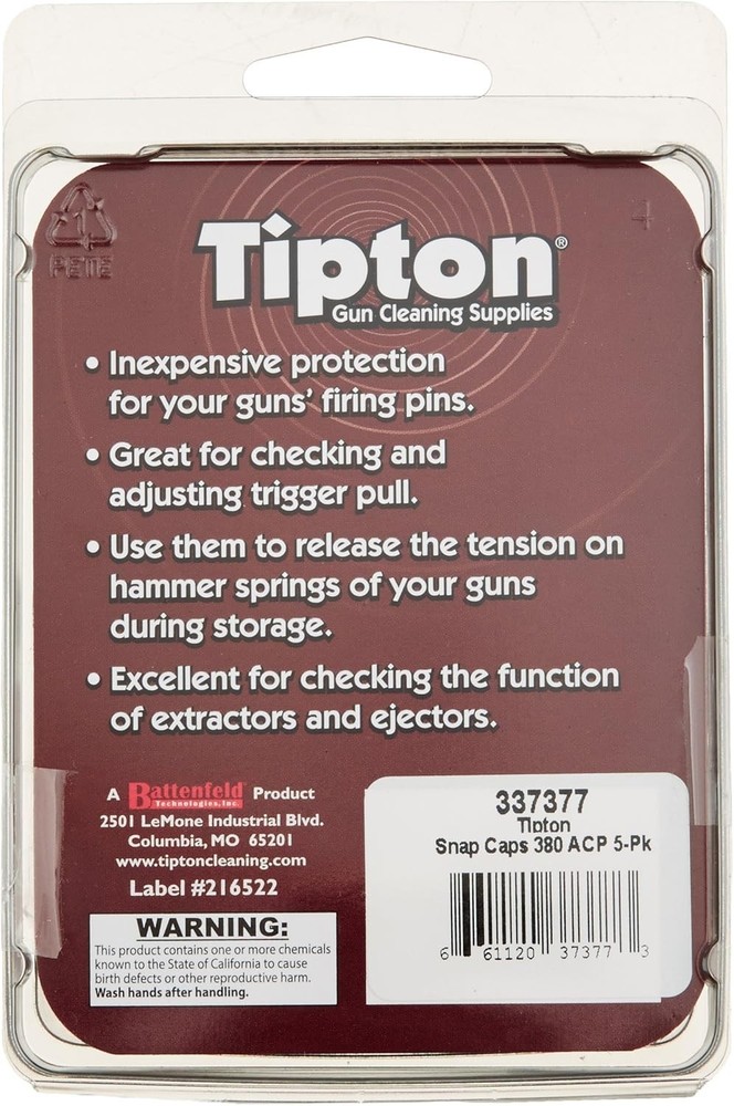 Versatile .380 ACP Snap Caps - 5-Pack for Trigger Adjustment & Dry Practice