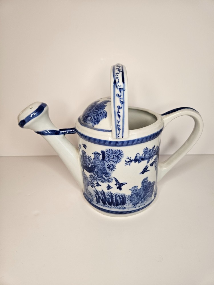 Blue & White Chinoiserie Design Ceramic Watering Can