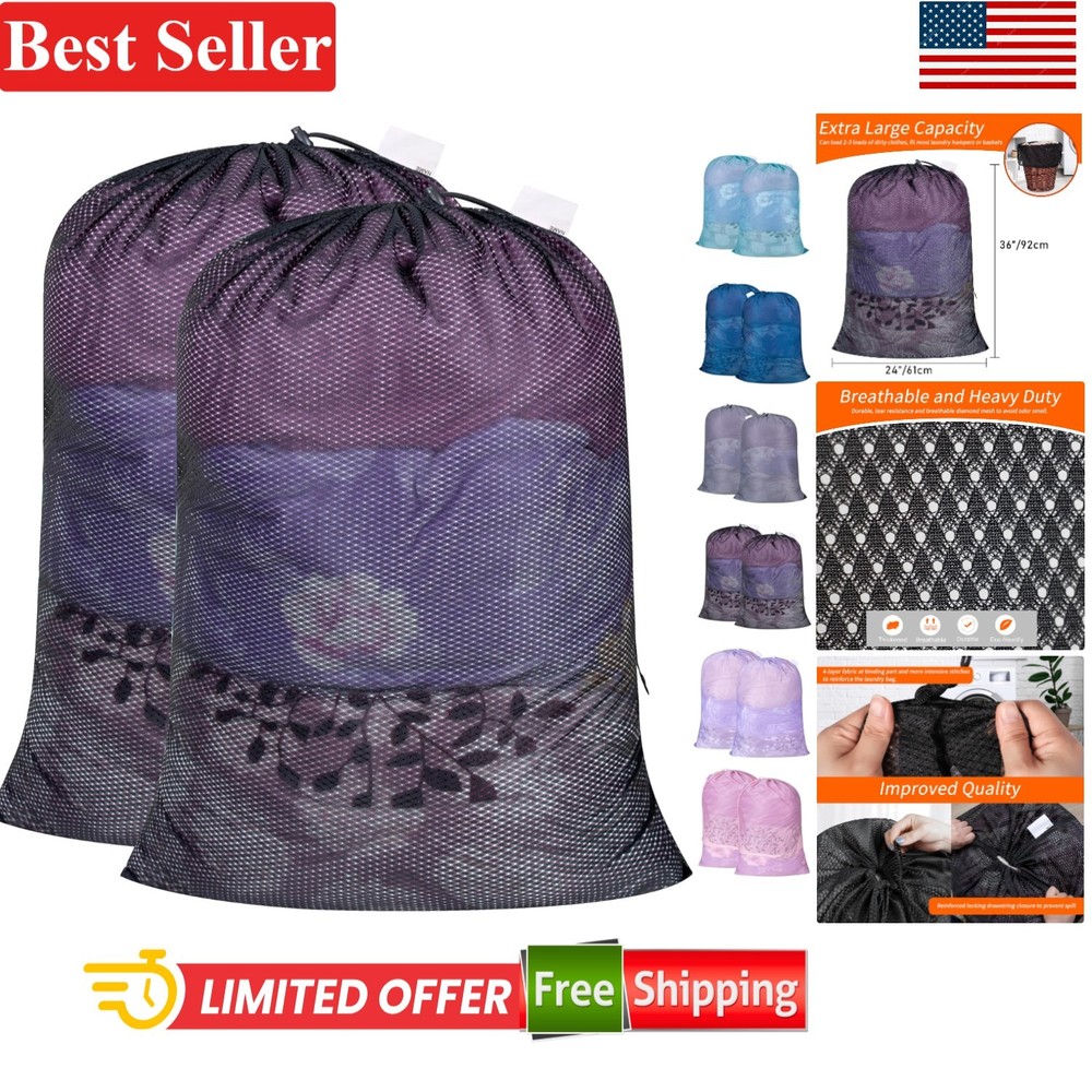 Durable Large Laundry Storage Bags with Drawstring Closure - 50 lbs Capacity
