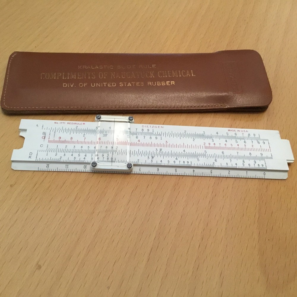 DIETZGEN No. 1771 REDIRULE SIDE RULE IN LEATHER CASE