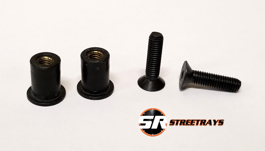 [SR] License Plate Delete Replacement Hardware Bolt & Rubber Nuts Tapered BLACK