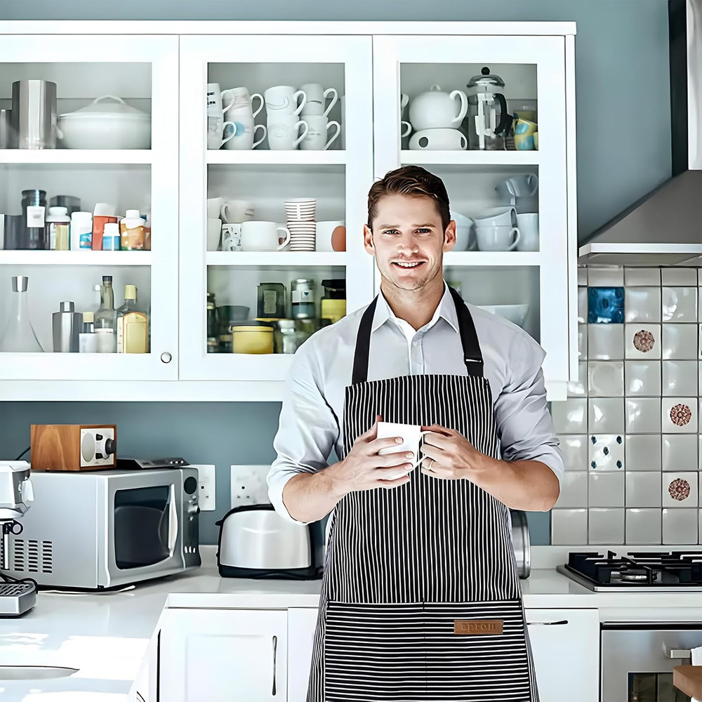 2 Pack Apron, Cooking Kitchen Aprons, Adjustable Bib Apron with 2 Pockets for Me