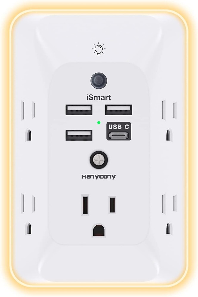 Outlet Extender with Night Light, Multi Plug Outlet, USB Wall Charger Surge Prot